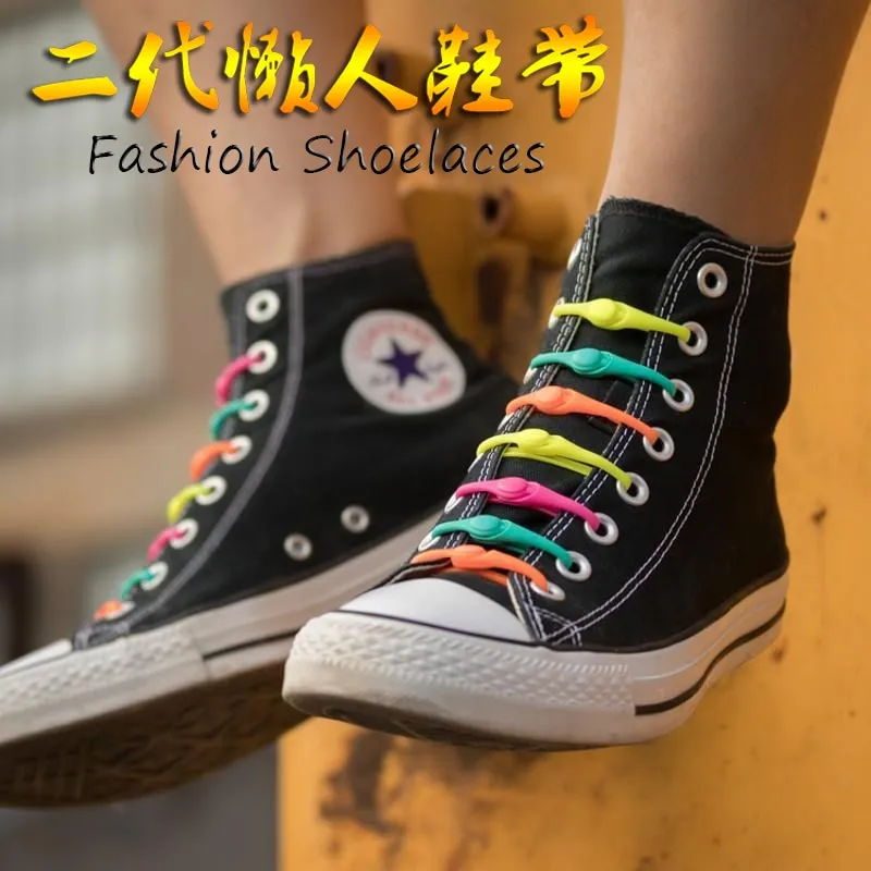 16pcs Silicone Shoelaces Round Elastic Shoe Laces Special No Tie Shoelace For Men Women children All Sneakers Fit Strap ShoeLace