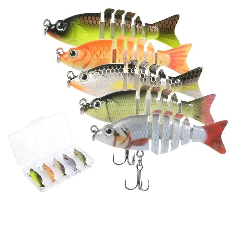 1pc/5pcs Multi Jointed Swim bait 6cm 4.7g 6 Segment Lifelike Artificial Mini Hard Swim Bait Crankbait Fishing Lures with Box