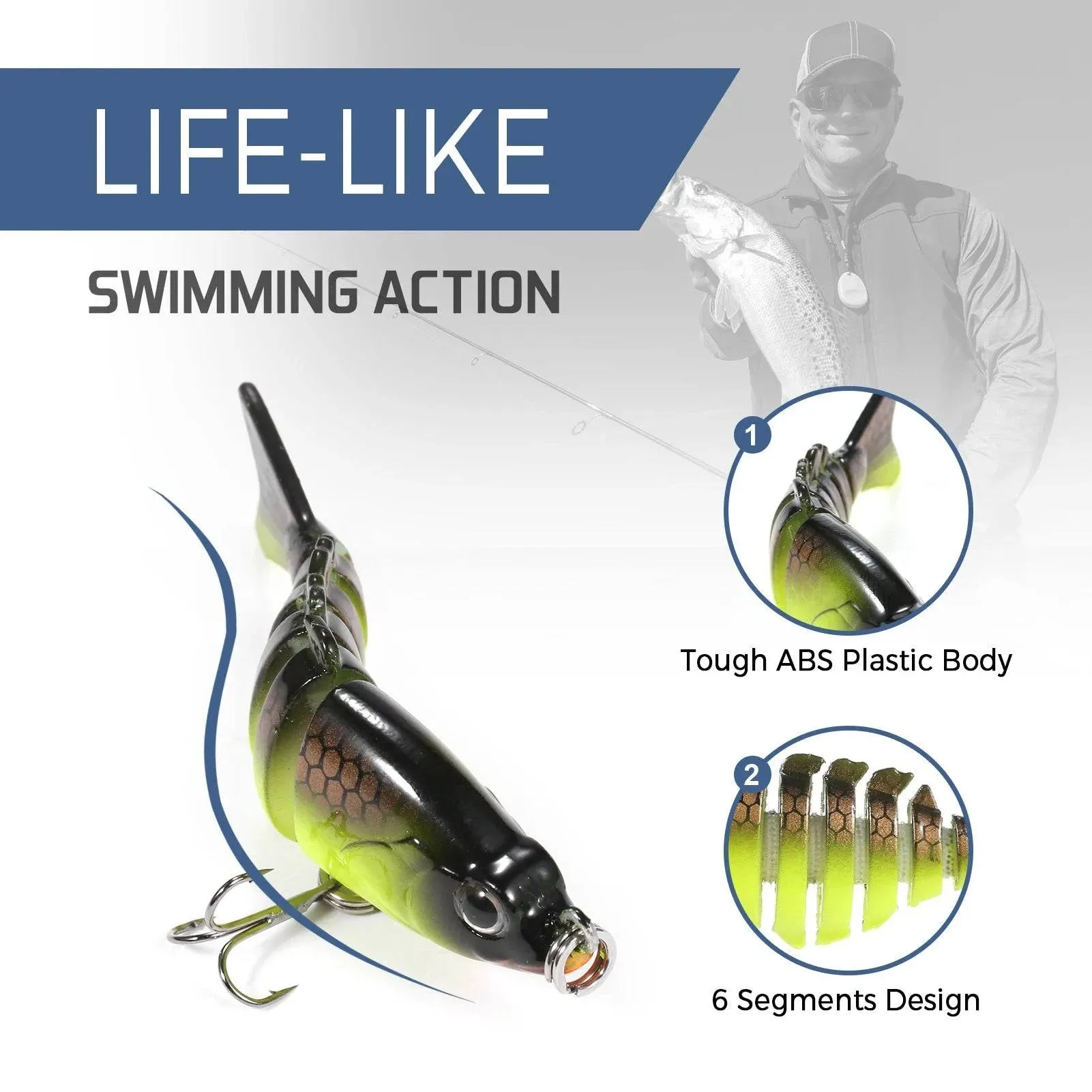 1pc/5pcs Multi Jointed Swim bait 6cm 4.7g 6 Segment Lifelike Artificial Mini Hard Swim Bait Crankbait Fishing Lures with Box