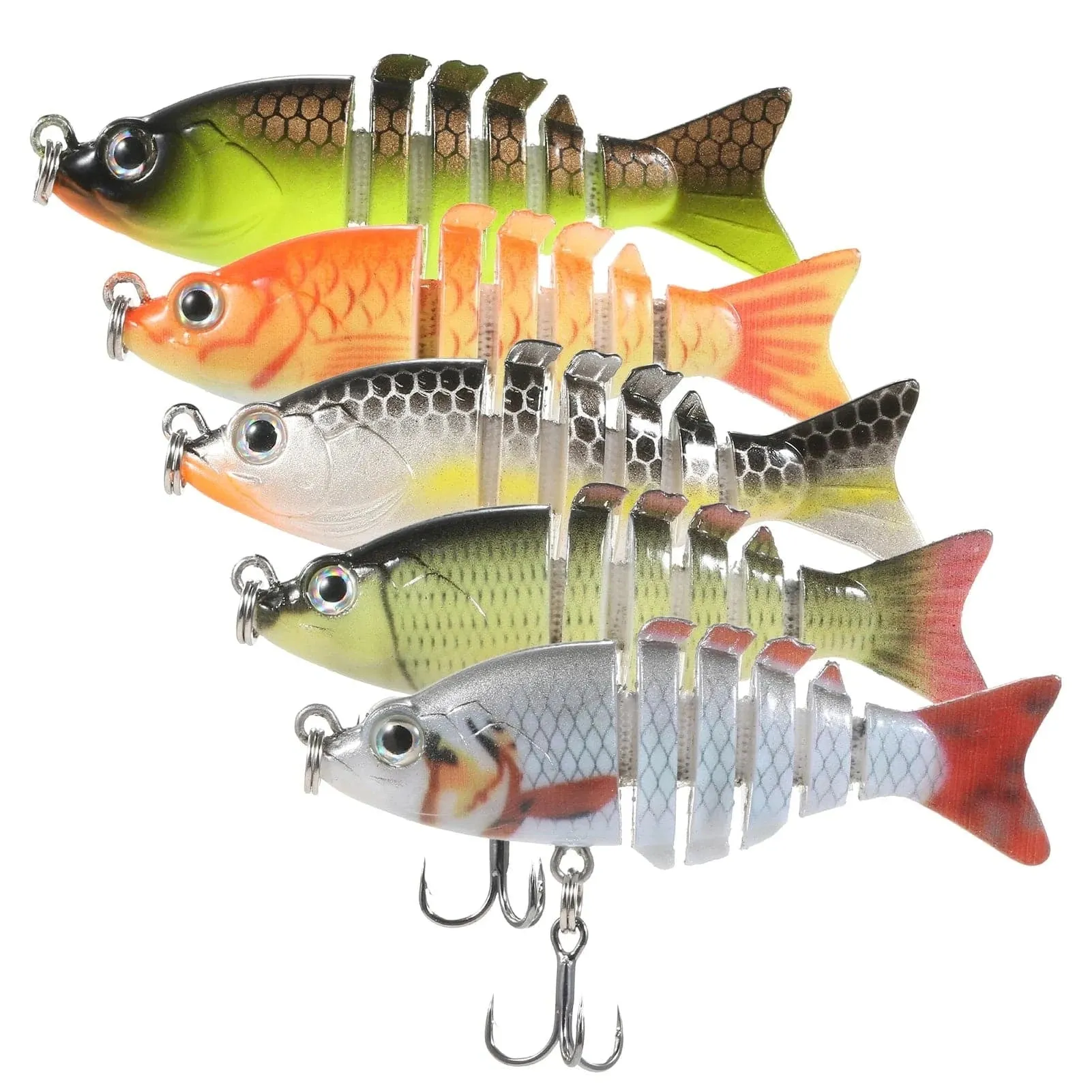 1pc/5pcs Multi Jointed Swim bait 6cm 4.7g 6 Segment Lifelike Artificial Mini Hard Swim Bait Crankbait Fishing Lures with Box