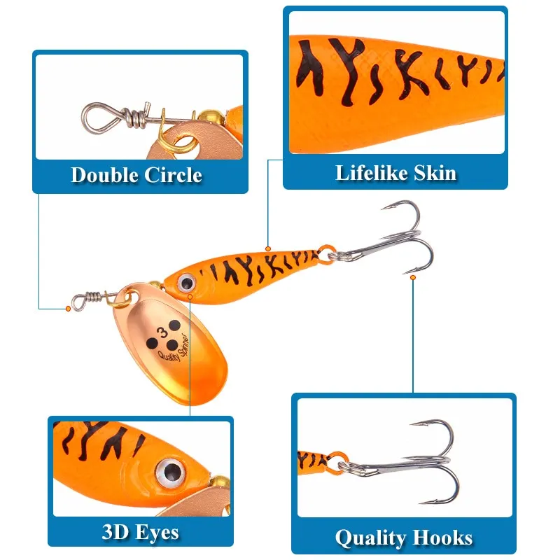 1PCS Rotating Metal Spinner Fishing Lure Hard Bait11g15g20g Artificial Bait Wobblers Fishing Bait Carp Bass Pike Fishing Tackle