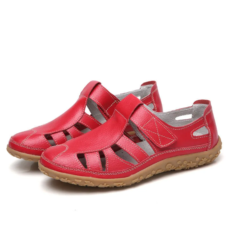 2024 Velcro Breathable Women's Leather Sandals