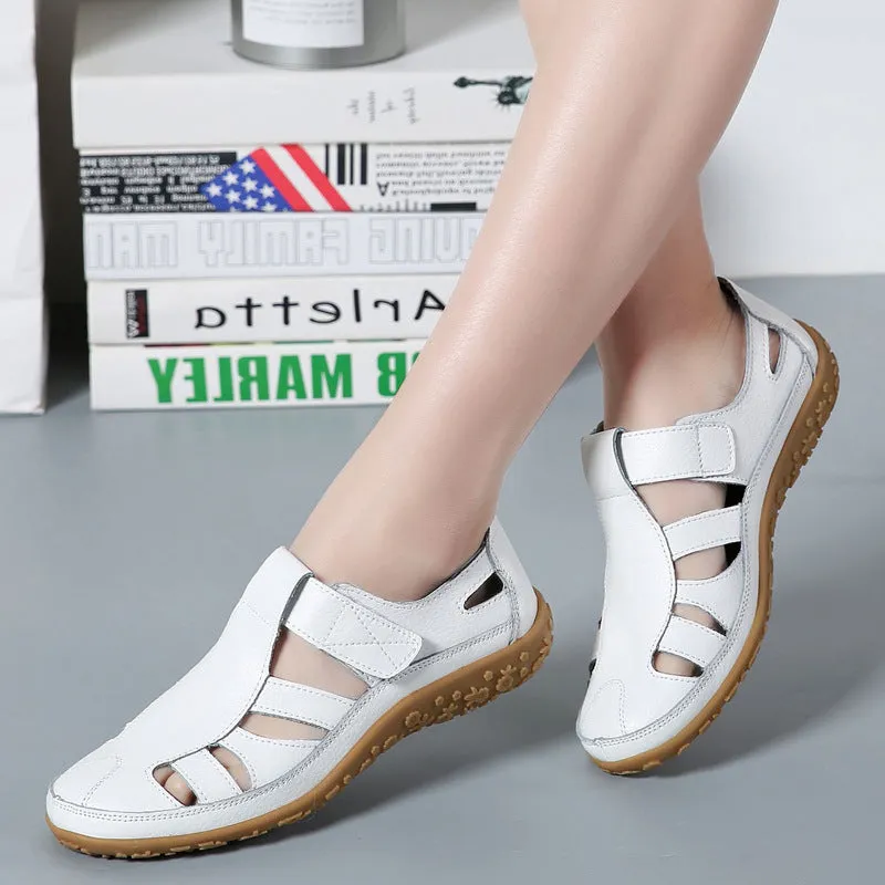 2024 Velcro Breathable Women's Leather Sandals