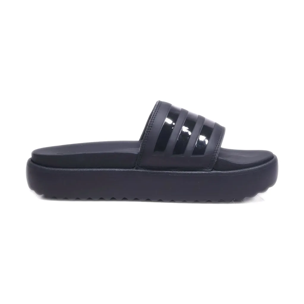 Adidas Adilette Platform Sliders Pu Leather Black Colour For Men