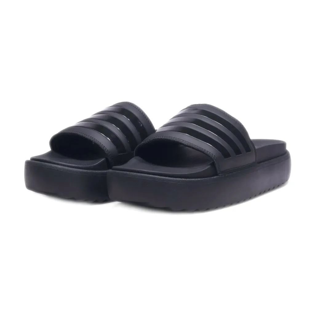 Adidas Adilette Platform Sliders Pu Leather Black Colour For Men