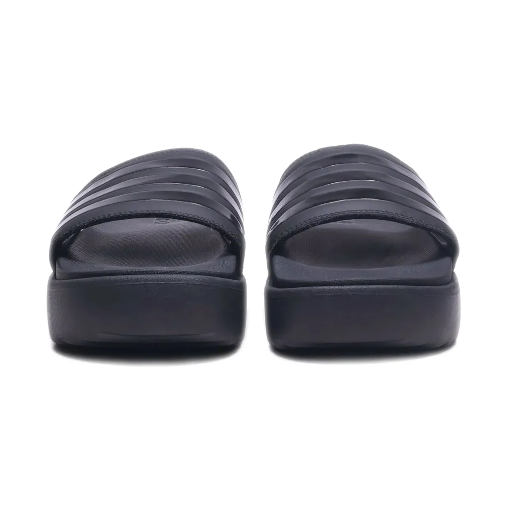 Adidas Adilette Platform Sliders Pu Leather Black Colour For Men