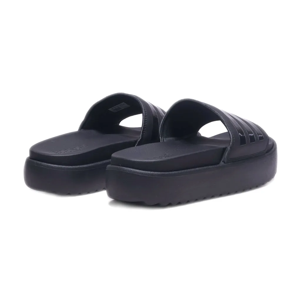 Adidas Adilette Platform Sliders Pu Leather Black Colour For Men