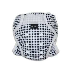 Adjustable Reusable Swim Nappy and Wet Bag - Black Gingham