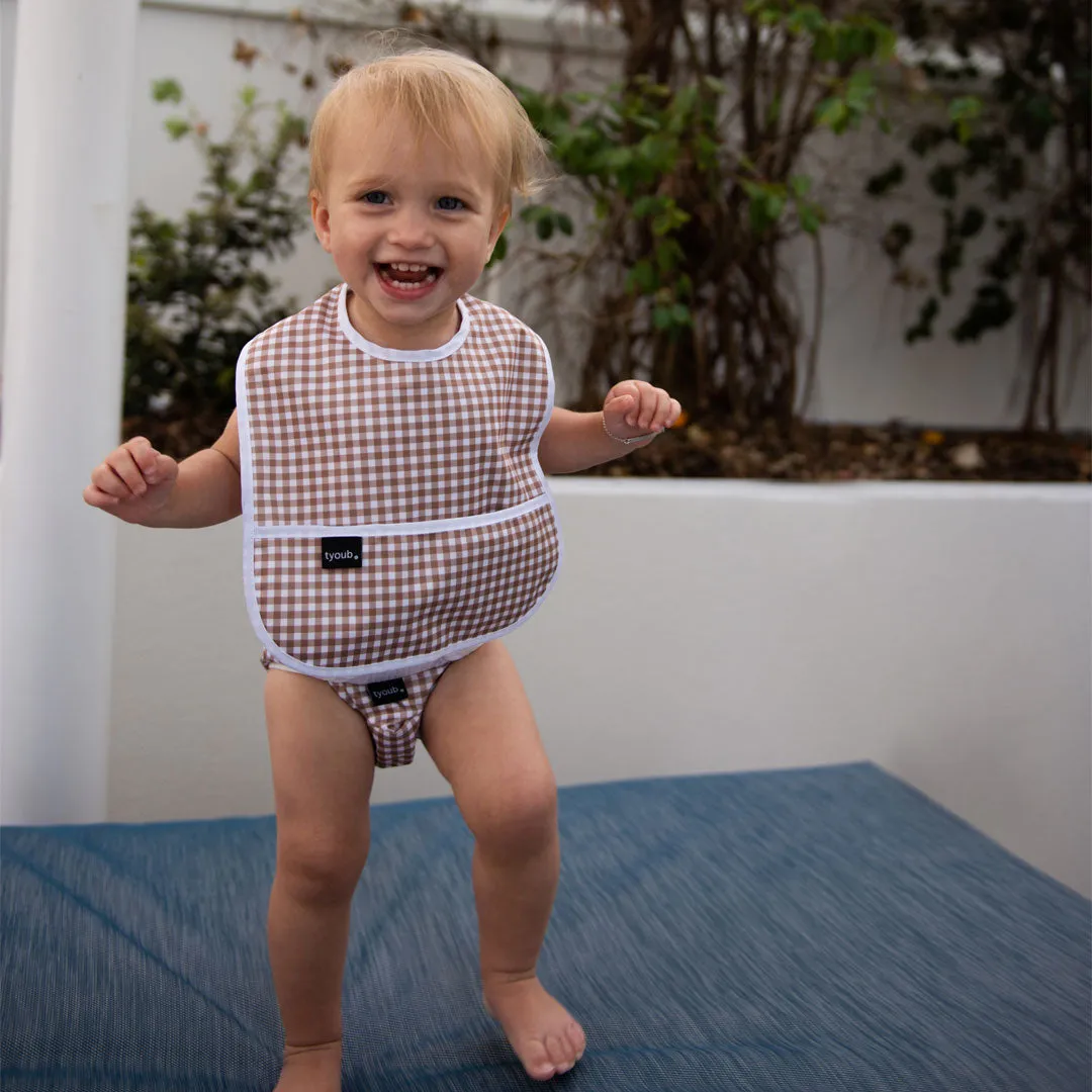 Adjustable Reusable Swim Nappy and Wet Bag - Fawn Gingham Check