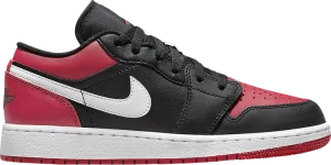 Air Jordan 1 Low GS Alternate Bred Toe Sneakers, Black