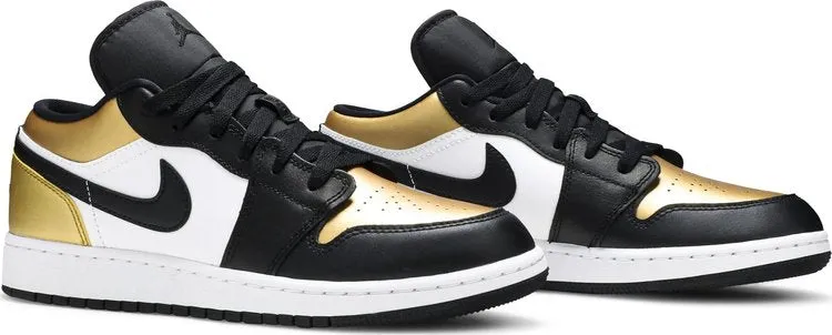 Air Jordan 1 Low GS Gold Toe Sneakers, gold