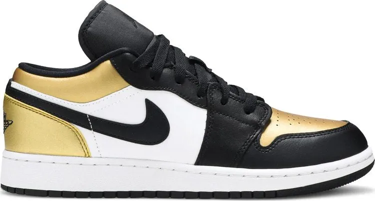 Air Jordan 1 Low GS Gold Toe Sneakers, gold