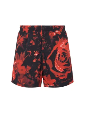 Alexander McQueen   Wax floral print nylon swim shorts 