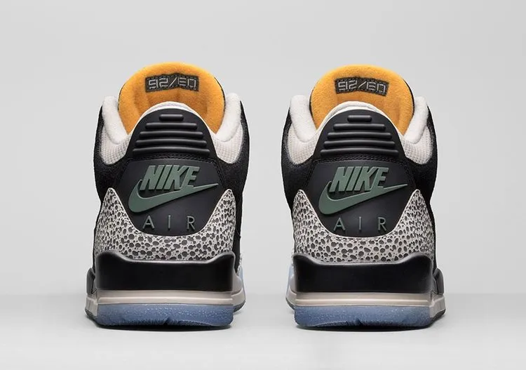 Atmos x Air Jordan 3 Retro Safari Sneakers, Black