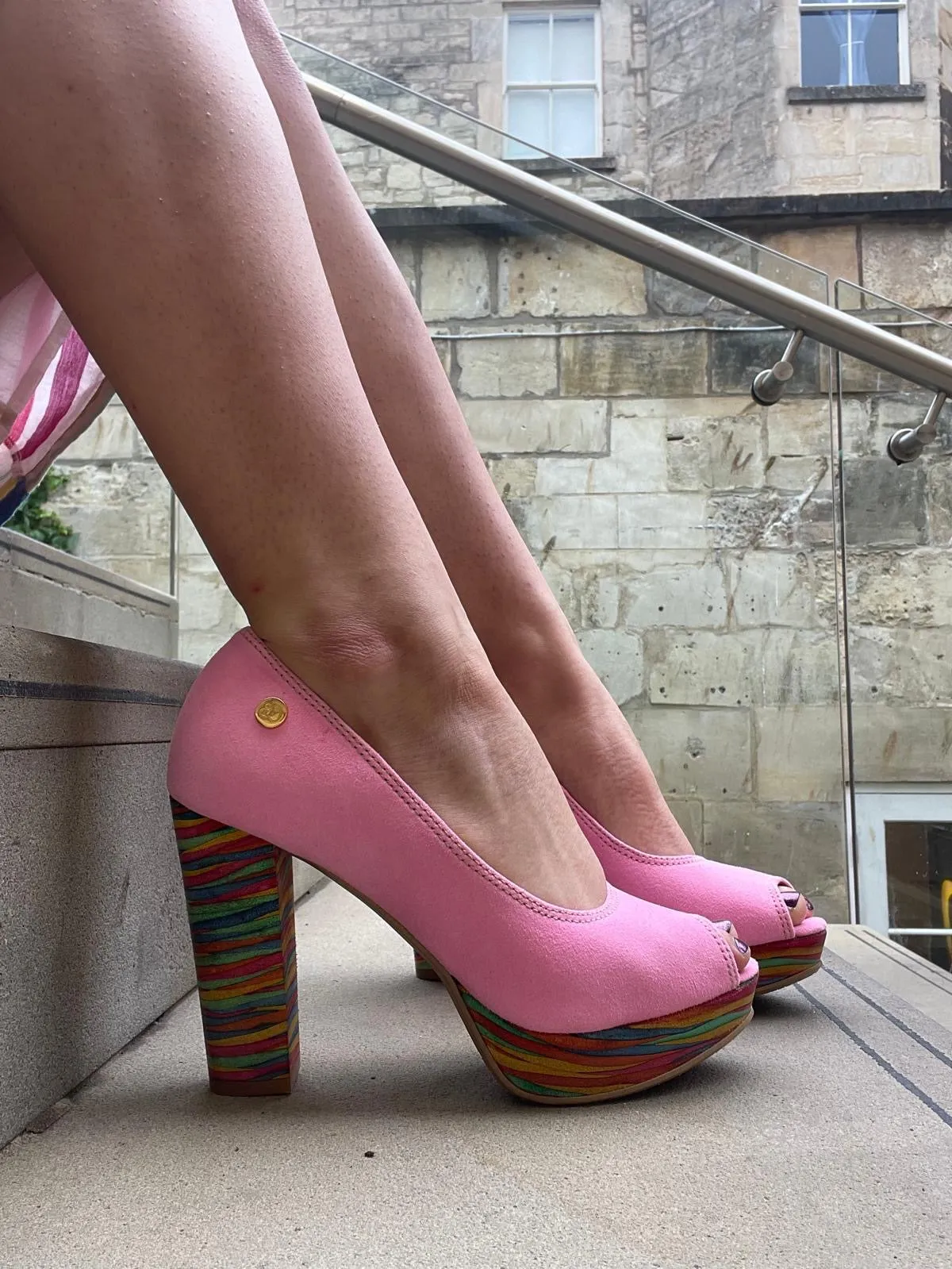 Bebe - Bubble gum pink platform peep toe