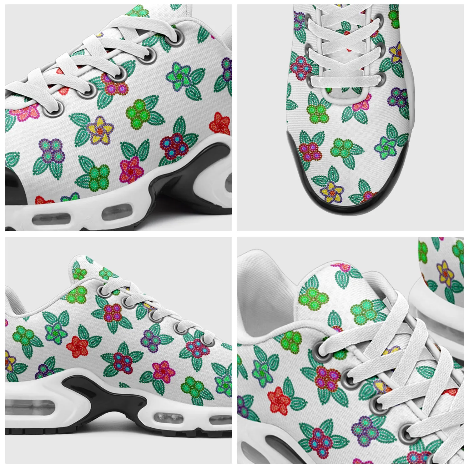 Berry Flowers White Niowaa Air Cushion Shoes