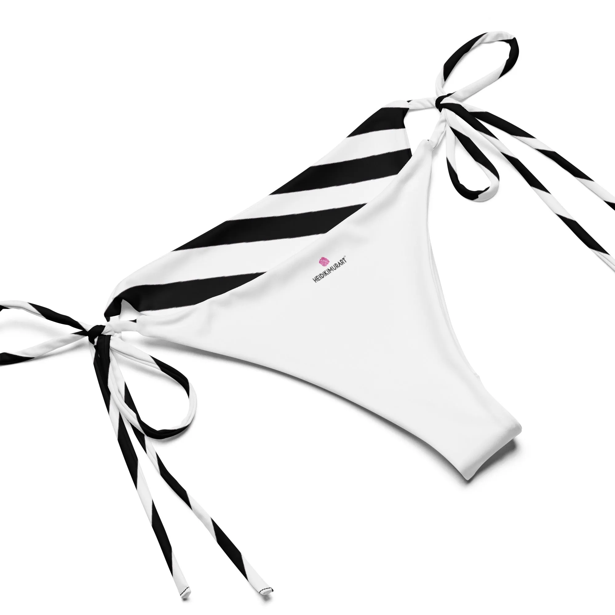 Best Diagonally Striped Bikini Set, 2 pc Recycled String Bikini Set For Women - Made in USA/EU/MX  (US Size: 2XL-6XL)