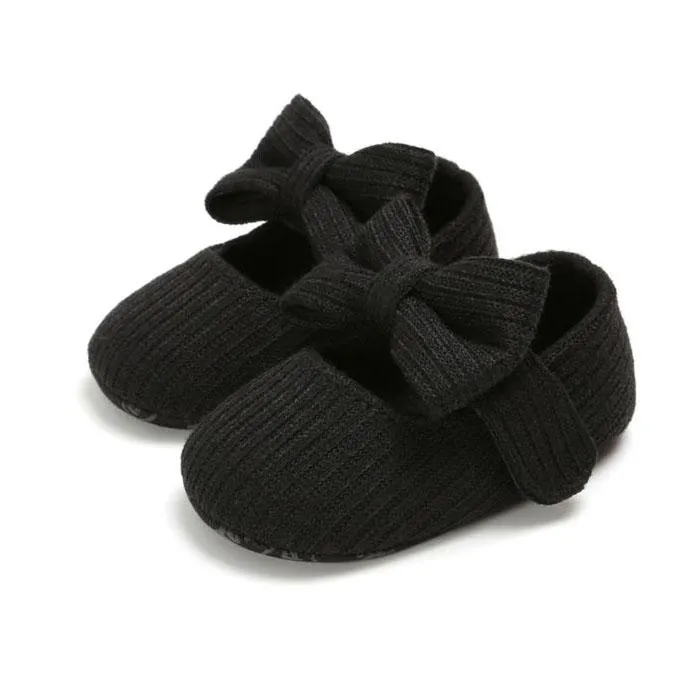 Black Solid Bow Shoes