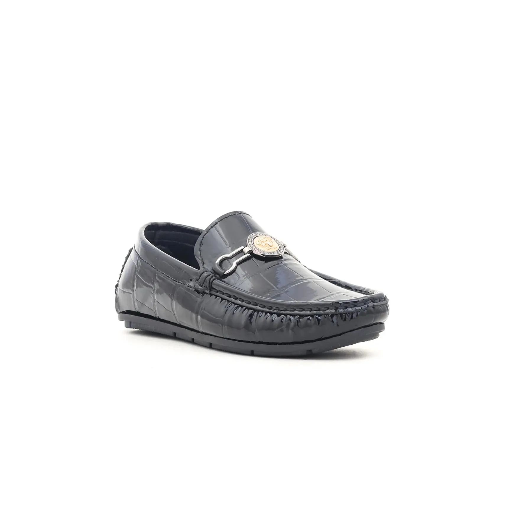 Boys Black Formal Moccasin KD0342