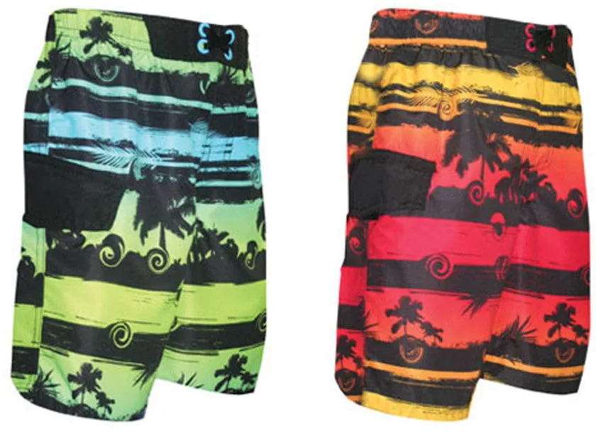 boy's tropical print high fashion swim trunks - sizes 8-18 Case of 24