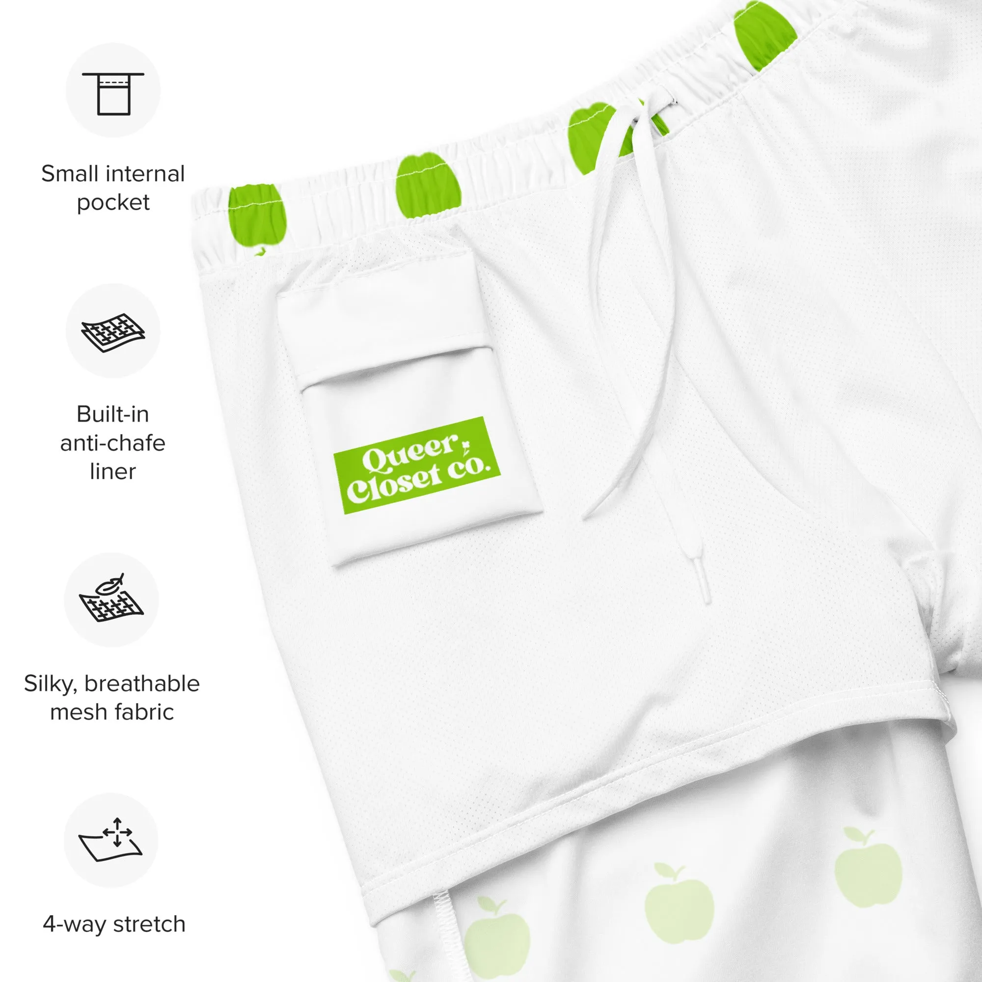 Brat Apple White Swim Trunks