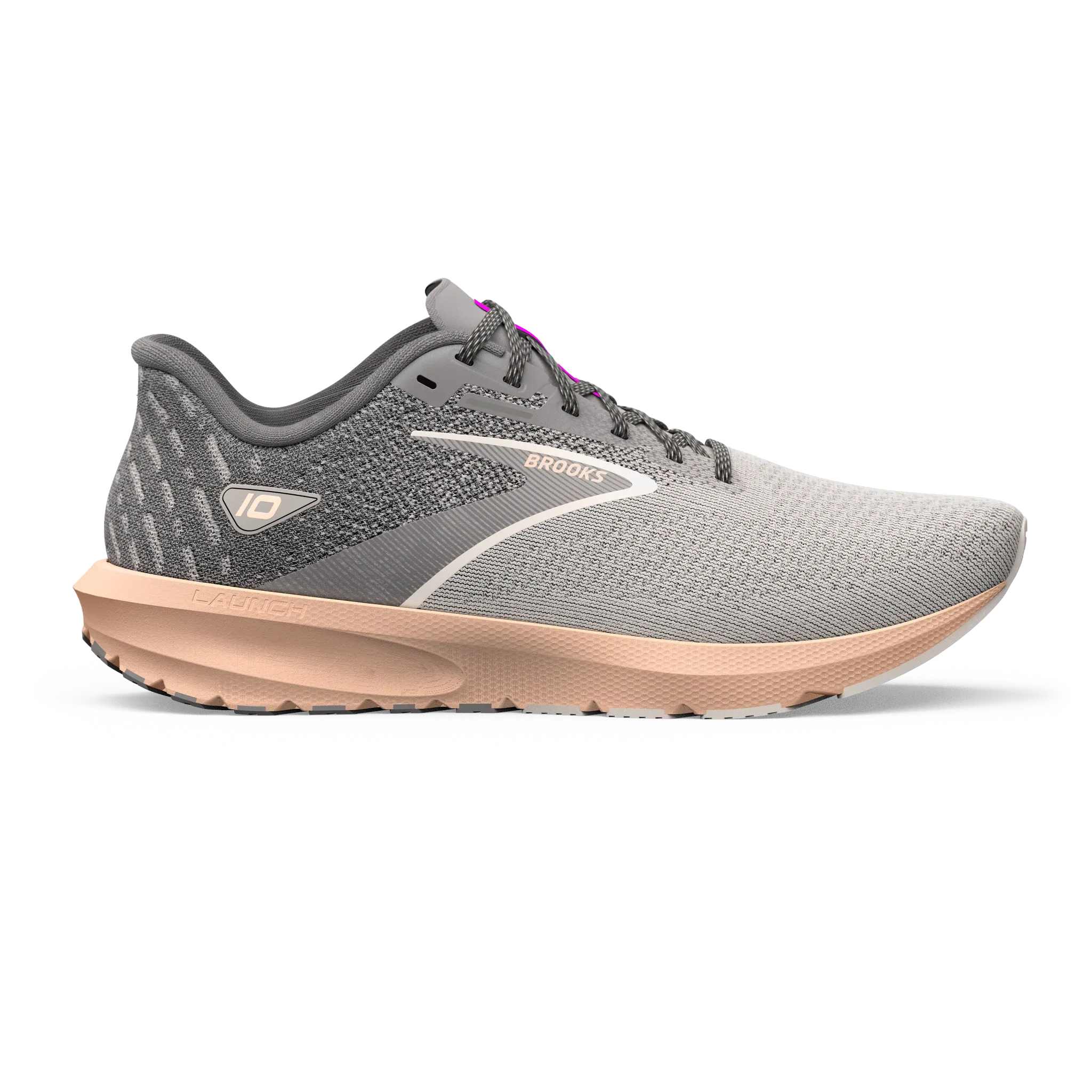 Brooks | Launch 10 | Women's | Grey/Crystal Grey/Pale Peach