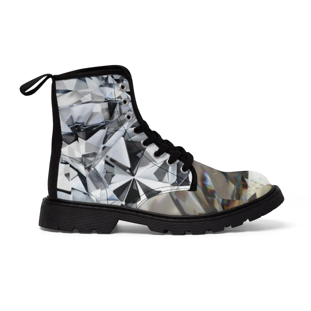 Canvas Boots AL BLUE DESIGNED ART DIAMONDS