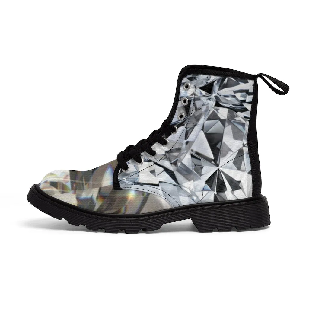 Canvas Boots AL BLUE DESIGNED ART DIAMONDS