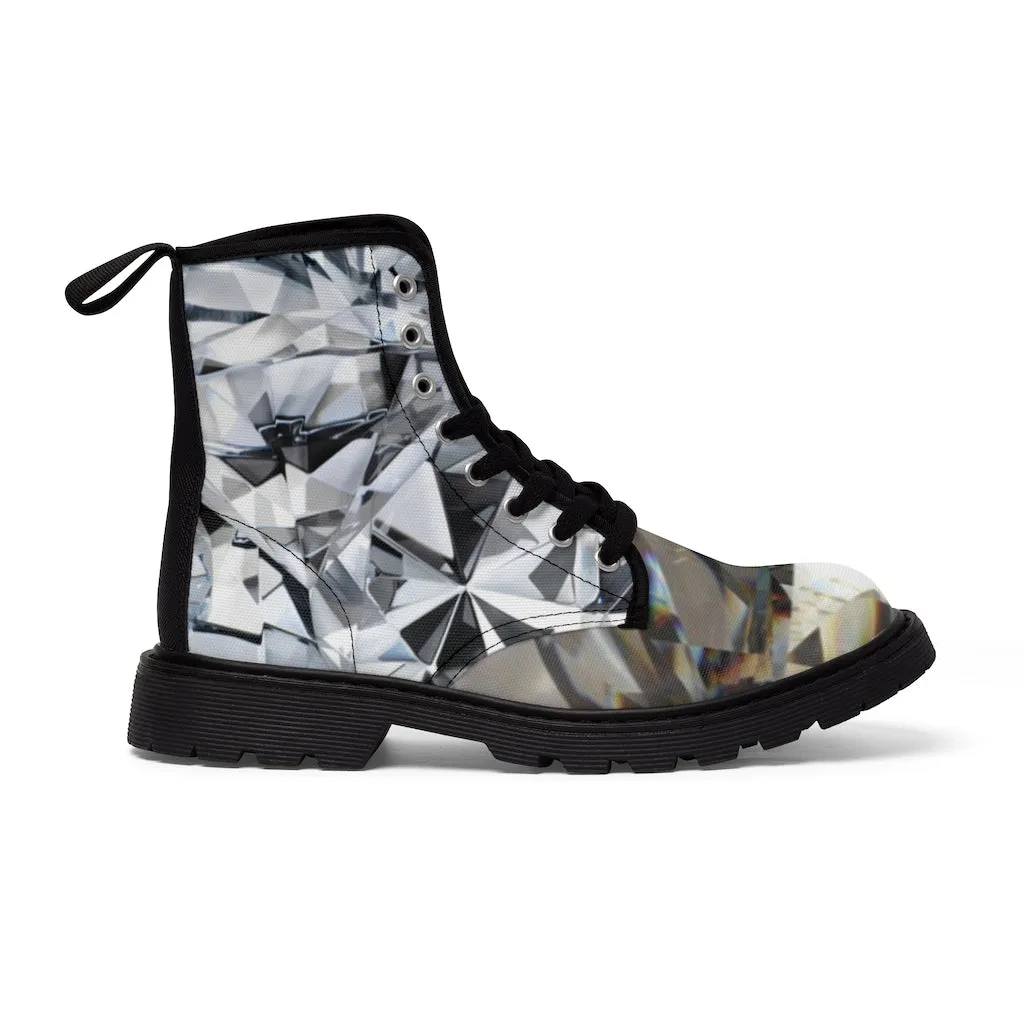 Canvas Boots AL BLUE DESIGNED ART DIAMONDS