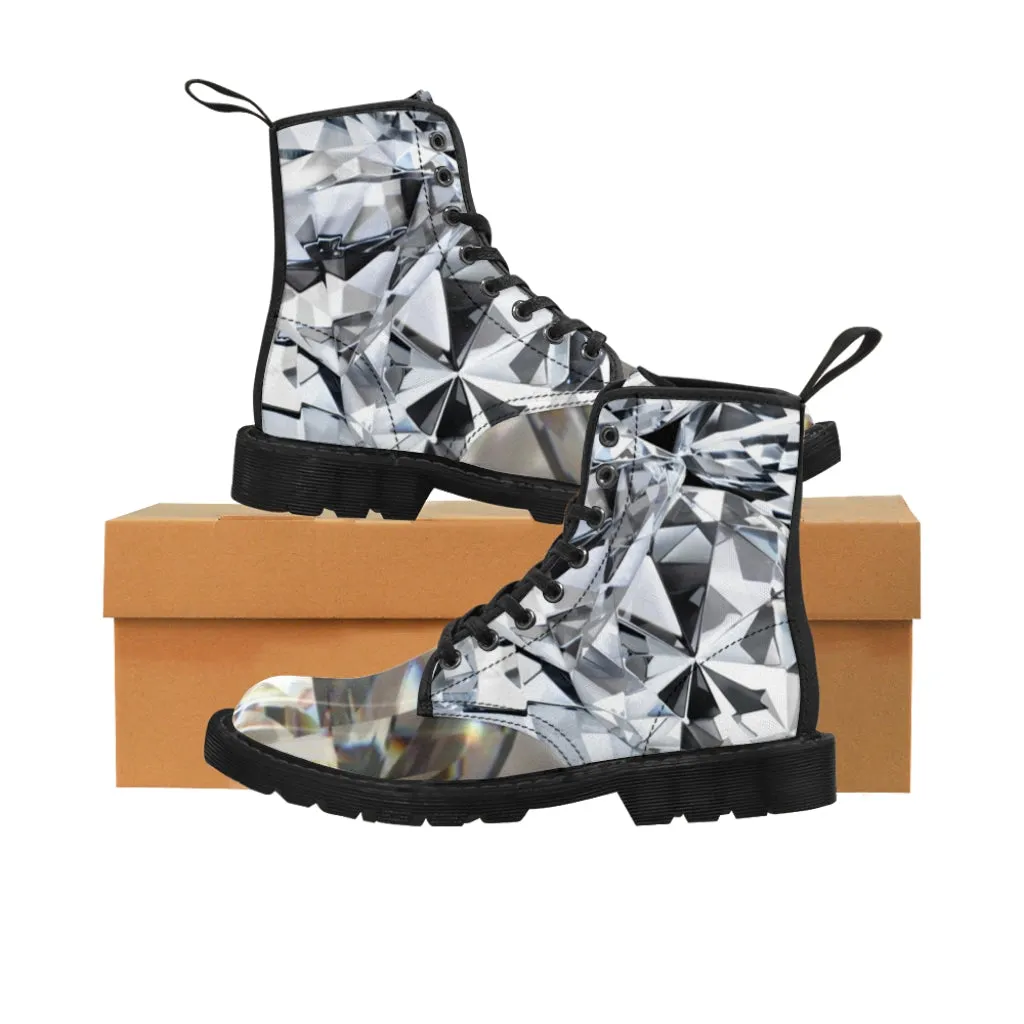 Canvas Boots AL BLUE DESIGNED ART DIAMONDS