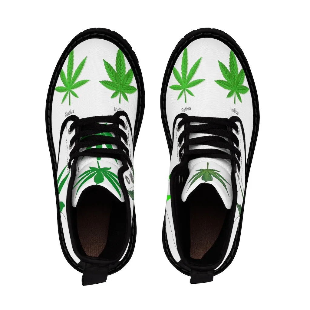 Canvas Boots AL BLUE DESIGNED ART WEED PLANT