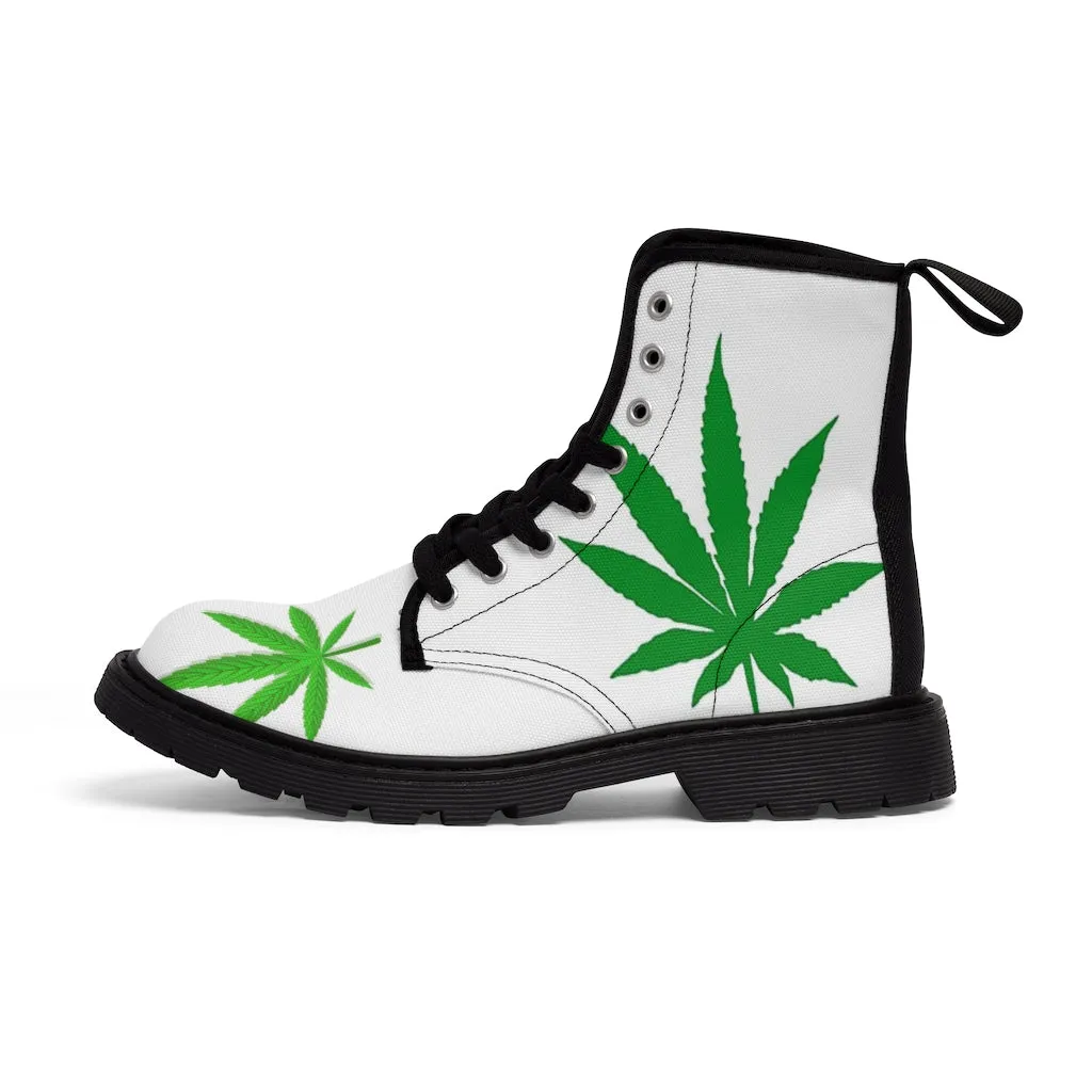 Canvas Boots AL BLUE DESIGNED ART WEED PLANT