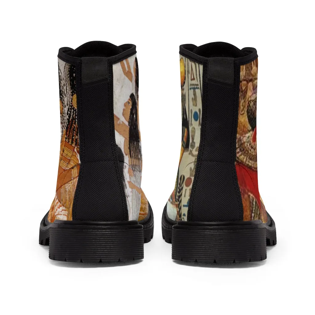 Canvas Boots AL BLUE DESIGNED EYGYPT QUEENS