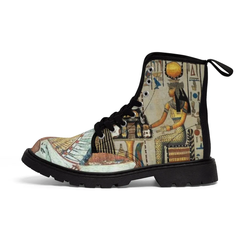 Canvas Boots AL BLUE DESIGNED EYGYPT QUEENS