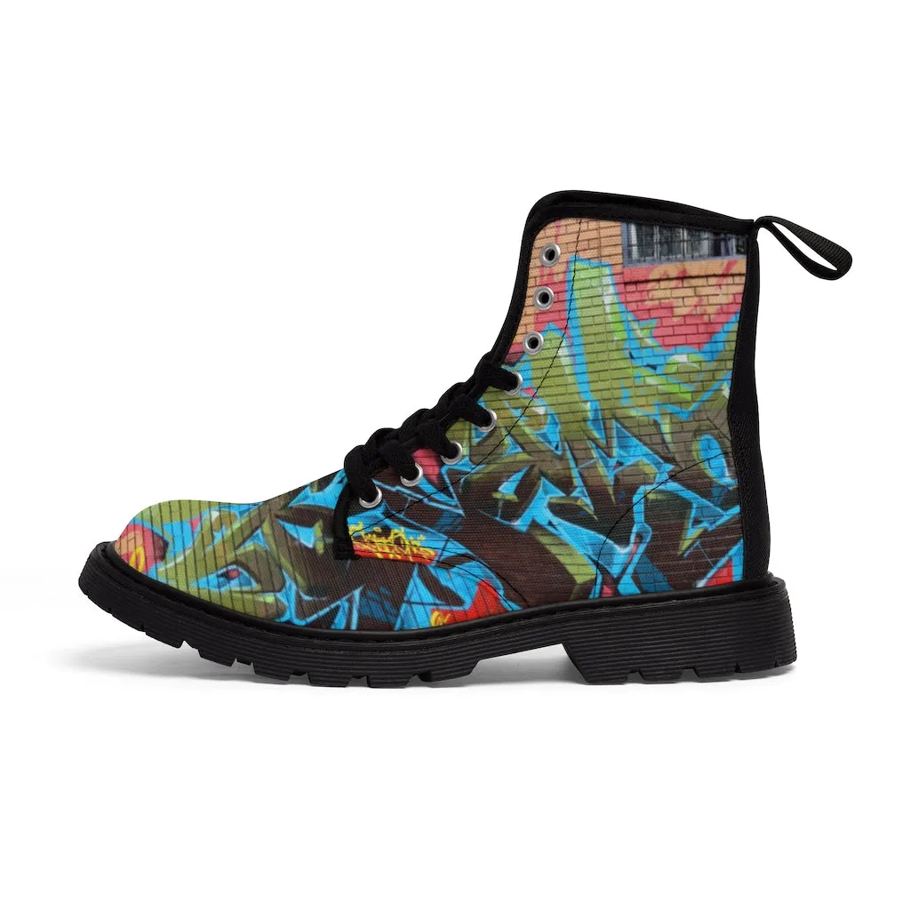 Canvas Boots AL BLUE DESIGNED GRAFFITTI