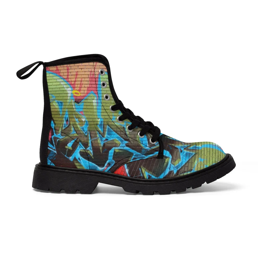 Canvas Boots AL BLUE DESIGNED GRAFFITTI