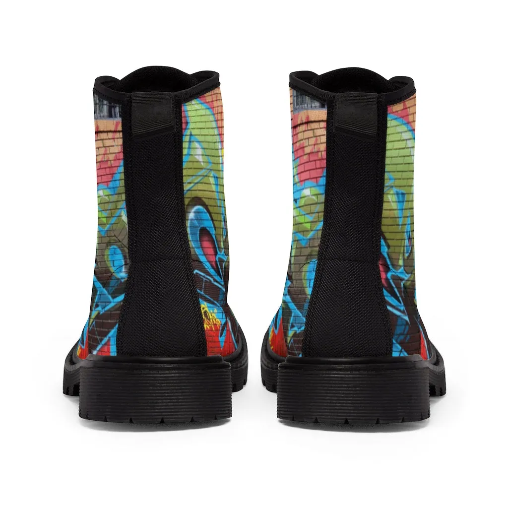 Canvas Boots AL BLUE DESIGNED GRAFFITTI