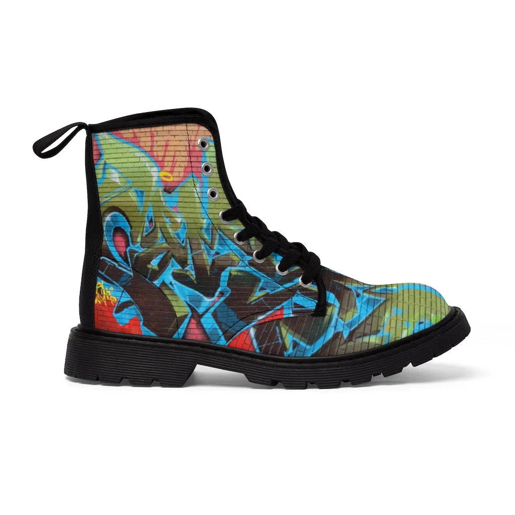 Canvas Boots AL BLUE DESIGNED GRAFFITTI