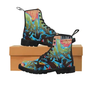 Canvas Boots AL BLUE DESIGNED GRAFFITTI