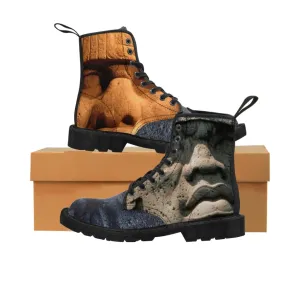 Canvas Boots AL BLUE DESIGNED Olmec Heads