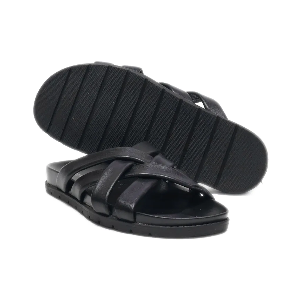 Catwalk Flip Flops Leather Black Colour For Women