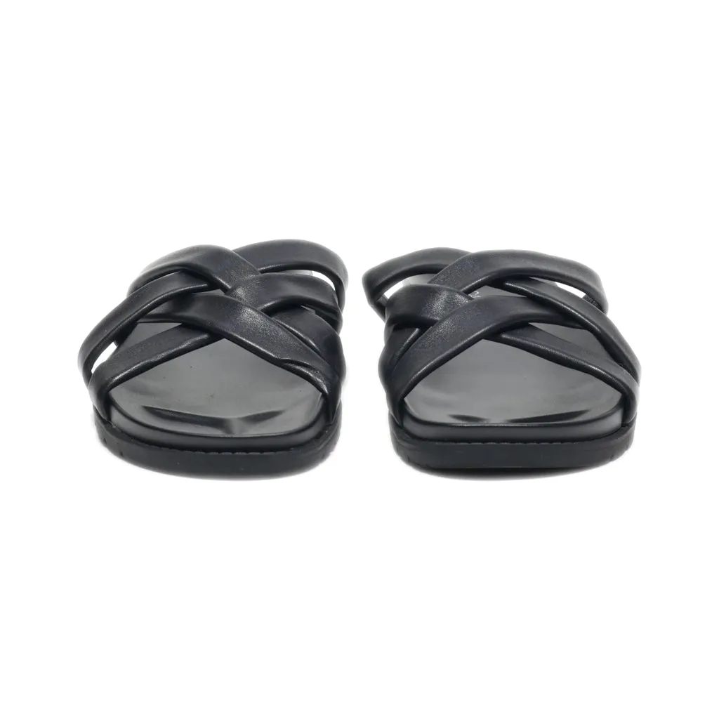 Catwalk Flip Flops Leather Black Colour For Women