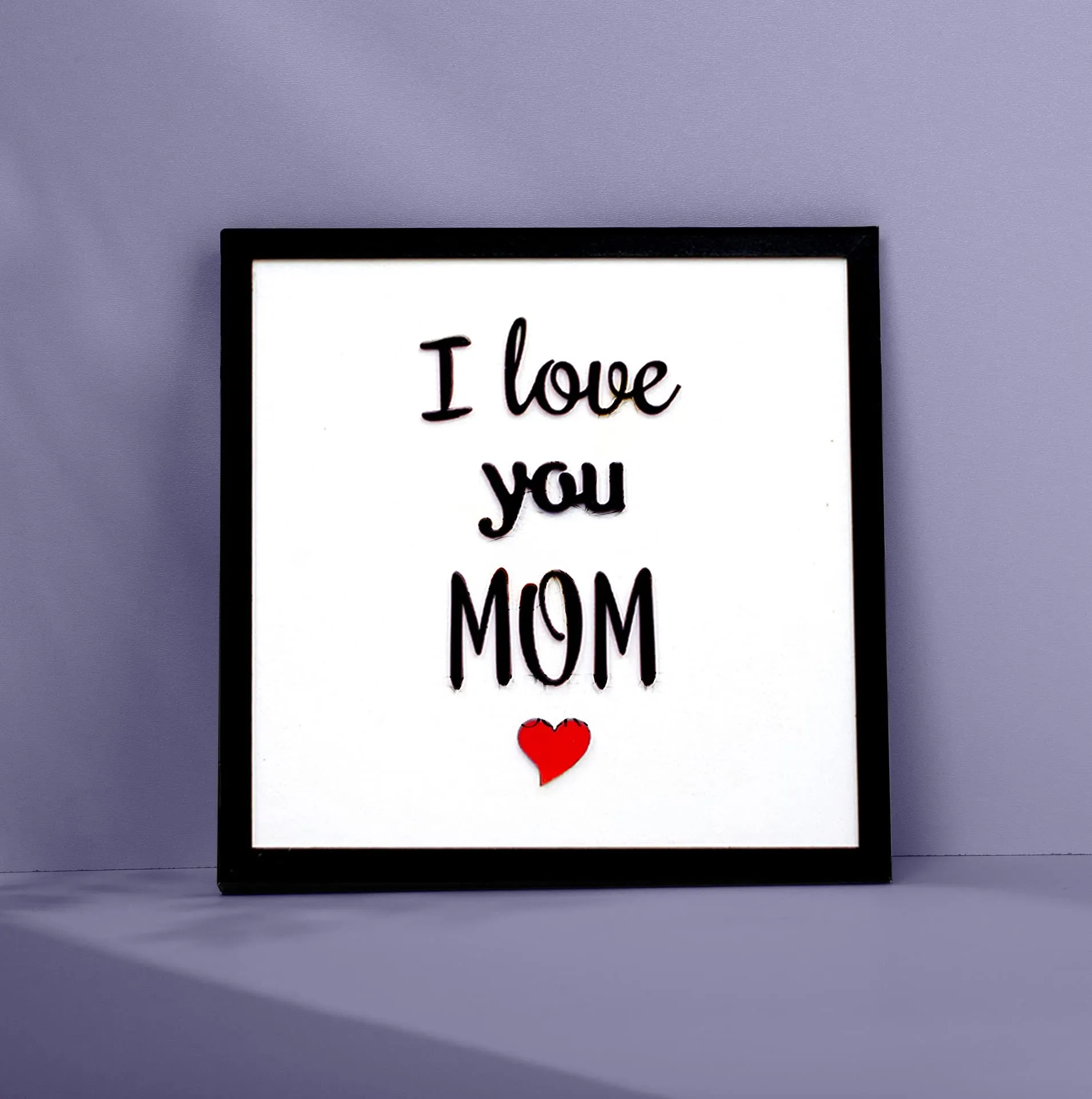 Chalk My Theme I love You Mom Quote 3D Laser Cut Letters Wooden Frame Wall Art For Home Decor | Gift For Mom| Ideal For Birthday, Anniversary, Women's Day, Mother's Day