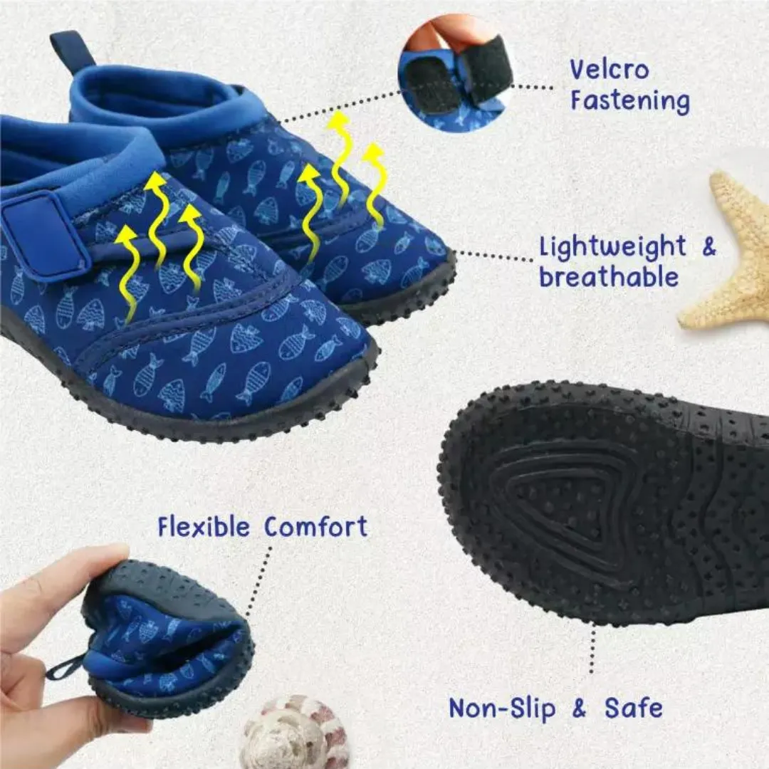 Cheekaaboo Toddler's Aqua Beach Shoes - Blue Fish