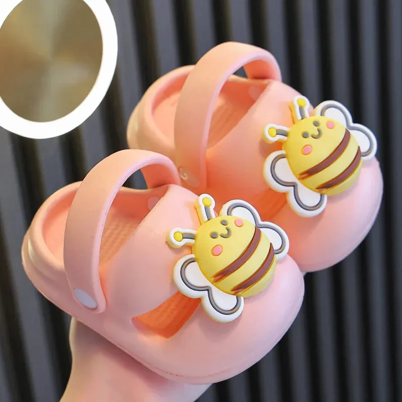 Children's Slippers Girls Shoes Boys Cartoon EVA Sole New Cute Big Bee Home Soft Soles Summer Indoor Kids Shoes Boy Slippers