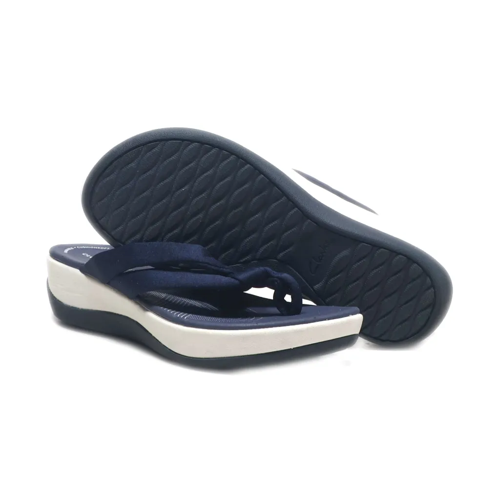 Clarks Flip Flops Fabric Blue Colour For Women