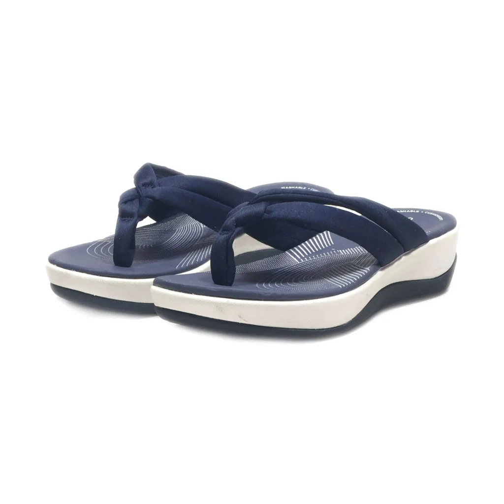 Clarks Flip Flops Fabric Blue Colour For Women