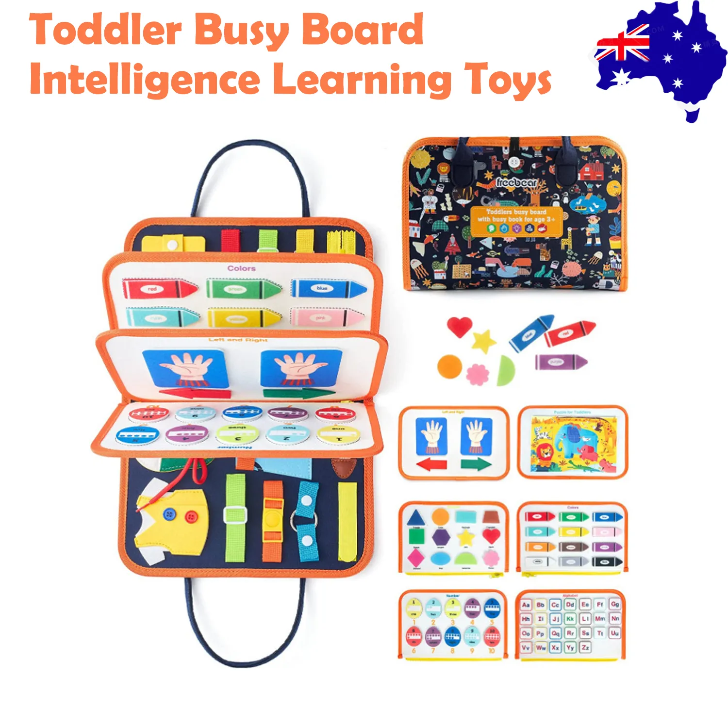 Colorful Montessori Sensory Busy Board Toy for Toddlers 1-4 Years