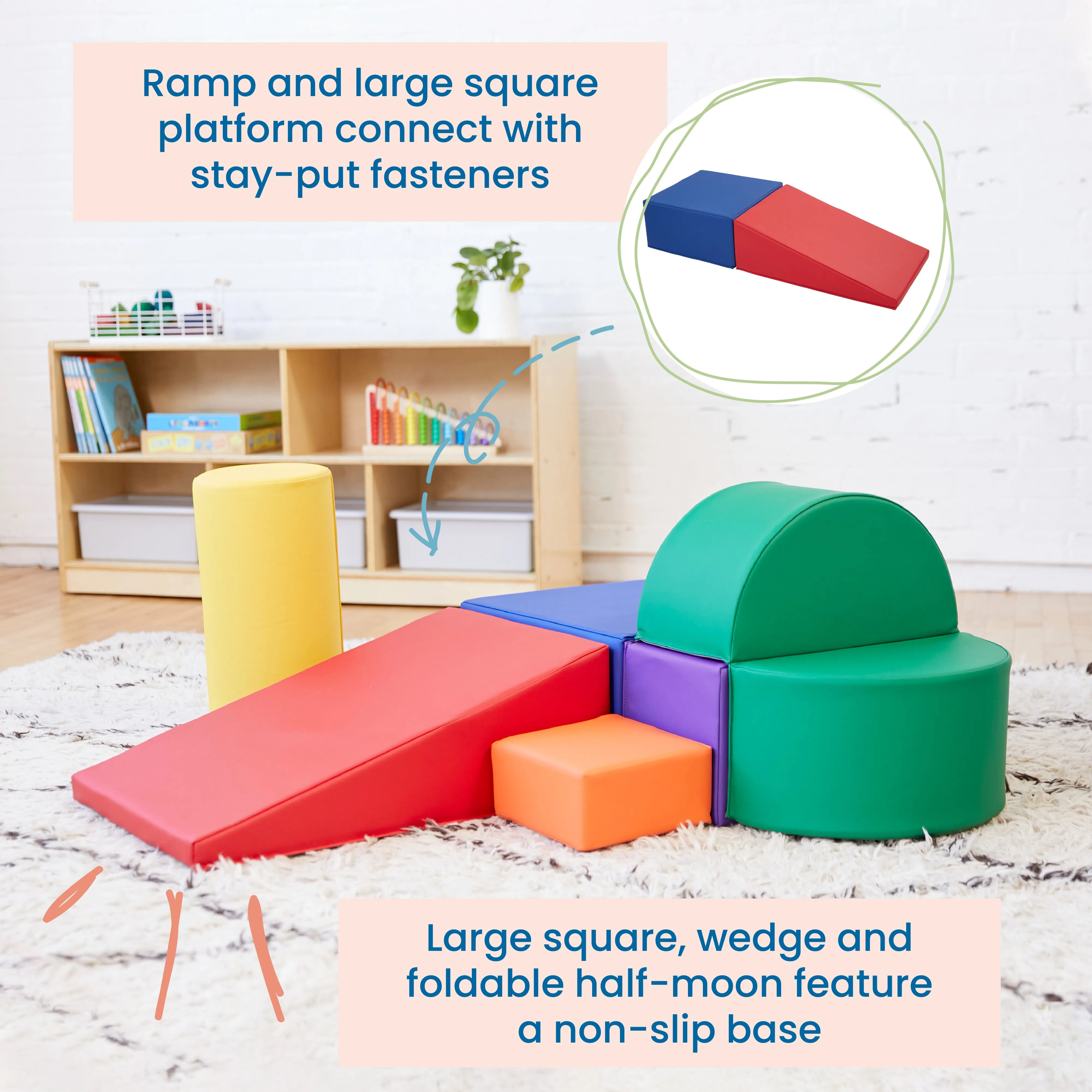 Crawl and Climb Playtime, Toddler Soft Foam Activity Playset, 6-Piece