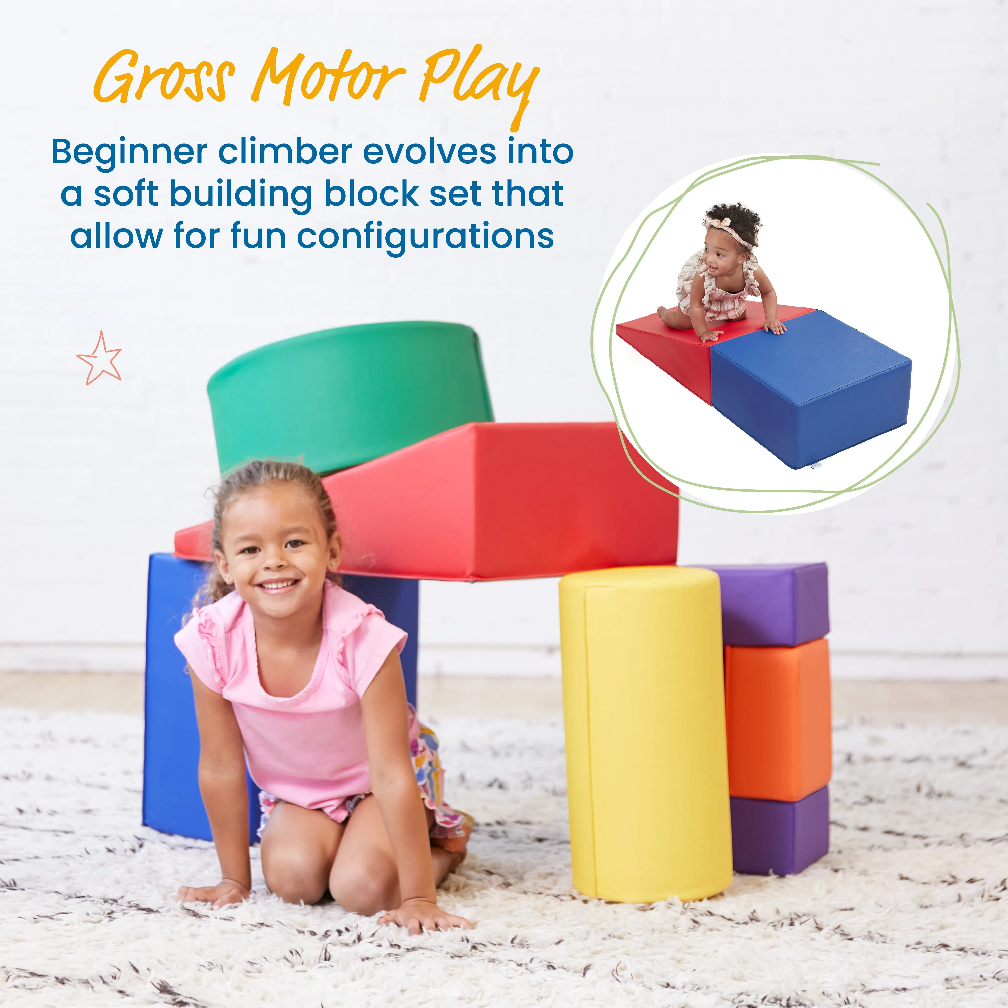 Crawl and Climb Playtime, Toddler Soft Foam Activity Playset, 6-Piece